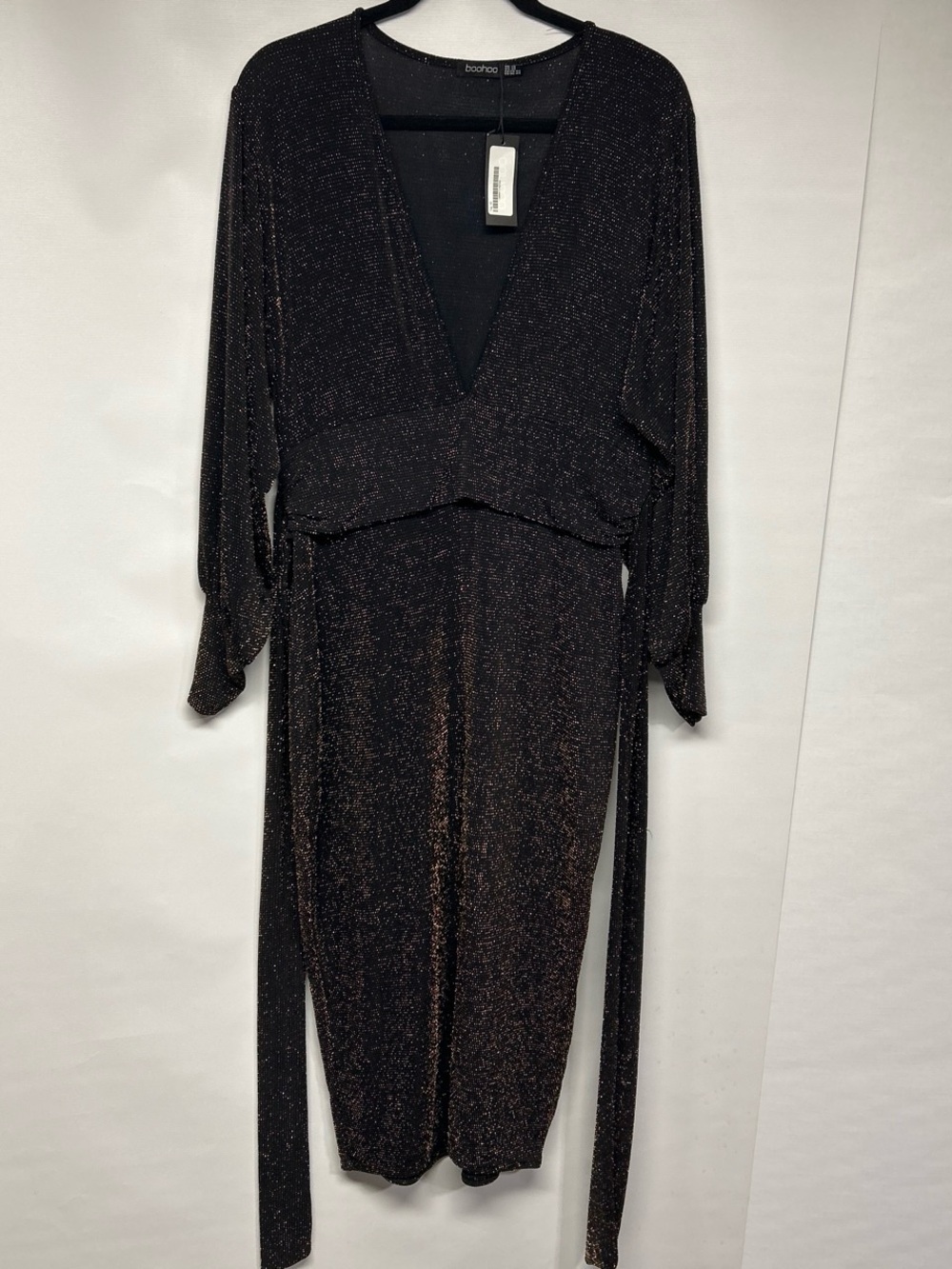 Boohoo Black Metallic Thread Dress